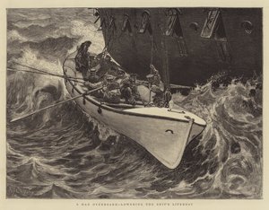 Un uomo in mare, abbassando la scialuppa di salvataggio della nave da Edward John Gregory